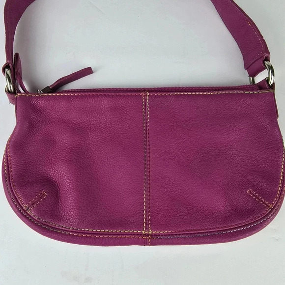 The SAK Hot Pink Leather Shoulder Bag Heart Shoulder Strap Multi Color Stitching - Picture 3 of 12